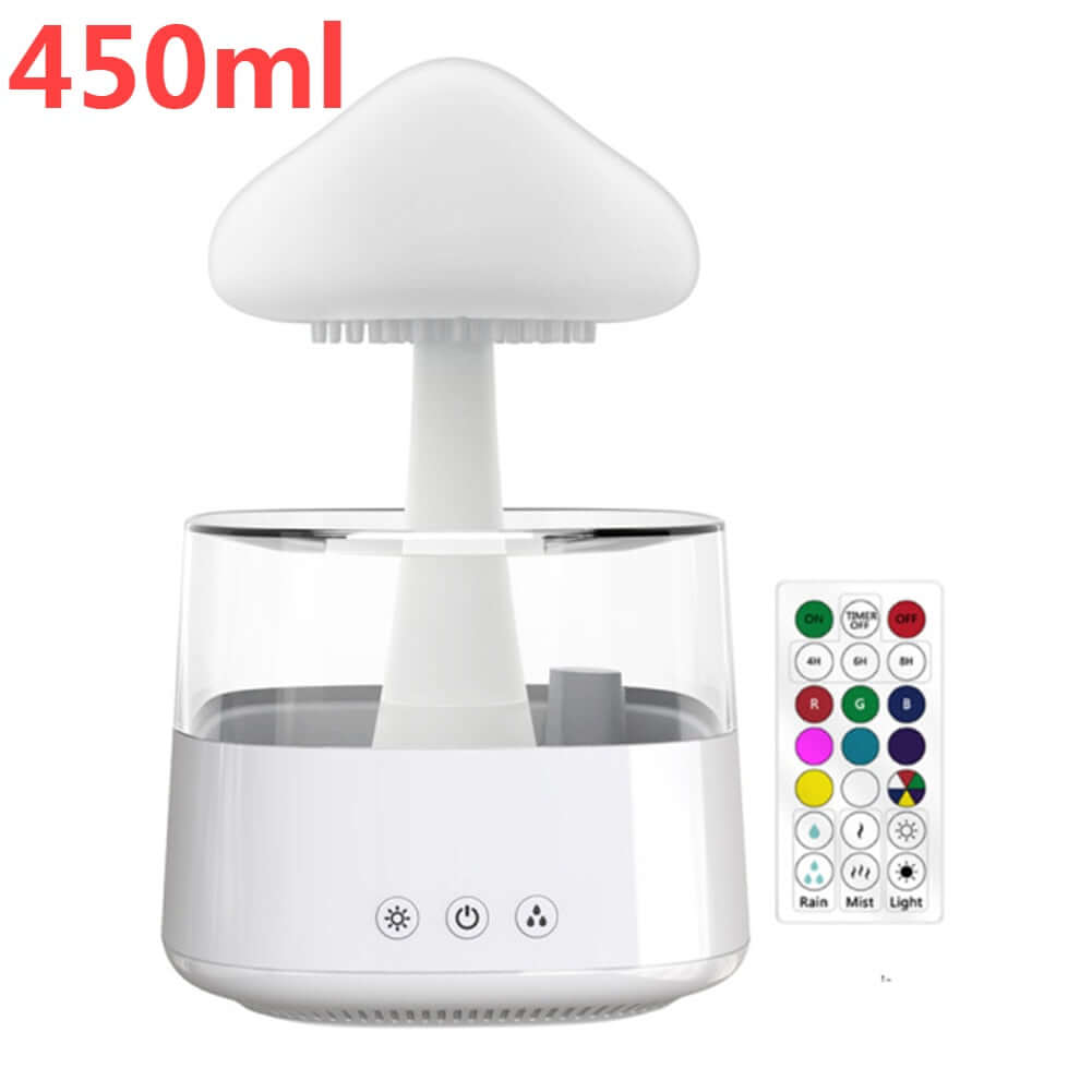 White Mushroom Rain Humidifier with remote 450ml