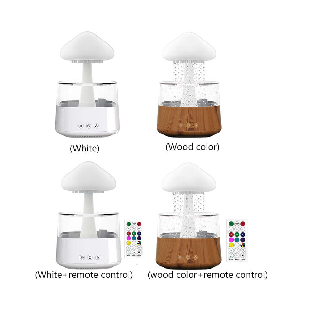 four Mushroom Rain Air Humidifier white, white with remote control, wood color, wood color with remote control